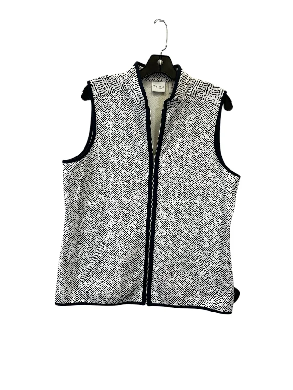 Men's Coats with ZippersVest Other By Chicos In Blue & White, Size: M