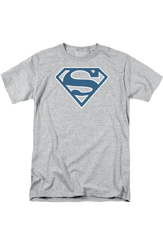 Men's Shirts with Logo EmbossmentsSuperman Blue & White Shield Short Sleeve Adult Tee / T-Shirt Men's Shirts with Logo EmbossmentsSuperman Blue & White Shield Short Sleeve Adult Tee / T-Shirt