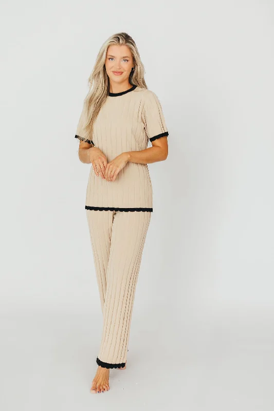 Athletic Men's Performance SweatersAdele Ribbed Knit Top and Pants Set in Light Taupe Athletic Men's Performance SweatersAdele Ribbed Knit Top and Pants Set in Light Taupe