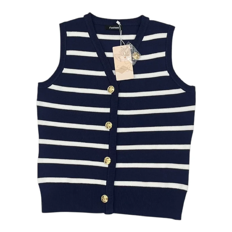 Elegant Men's Wool CoatsVest Sweater By Clothes Mentor In Blue & White, Size:S