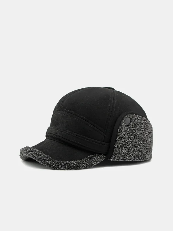 Customized Baseball CapsFaux Suede Earflaps Warm Baseball Cap