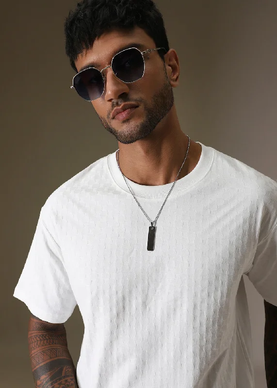Men's Shirts for HuntingWhite Texture Oversized T-shirt