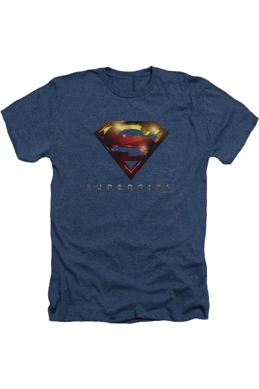 Men's Shirts with Short PlacketsSupergirl Logo Glare Adult Heather Tee / T-Shirt