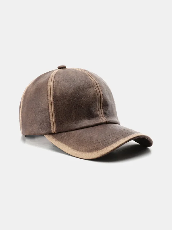 Men's Fedora HatsVintage PU Leather Distressed Baseball Cap