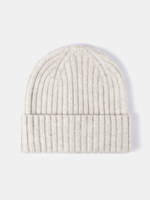 Quilted Winter HatsFaux Wool Warm Stripe Knit Beanie Hat