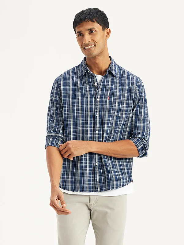 Men's Neutral-Tone Shirts for Versatile StylingMen's Checkered Spread Collar Shirt