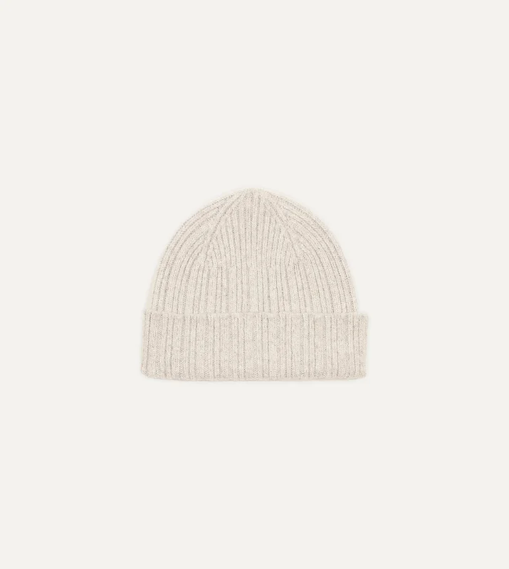 Relaxed Fisherman HatsGrey Angora Lambswool Ribbed Knit Cap