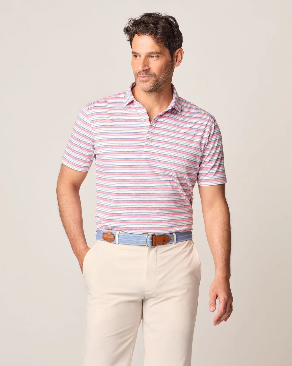 Men's Shirts with Button-Down CollarsJohnnie-O Tyson Striped Jersey Performance Polo