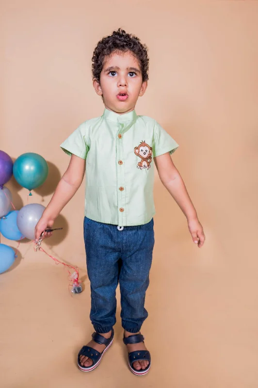 Men's Dressy Casual Shirts for Smart-Casual EventsPre-Order: Let's B Naughty Monkey Embroidered Shirt Men's Dressy Casual Shirts for Smart-Casual EventsPre-Order: Let's B Naughty Monkey Embroidered Shirt