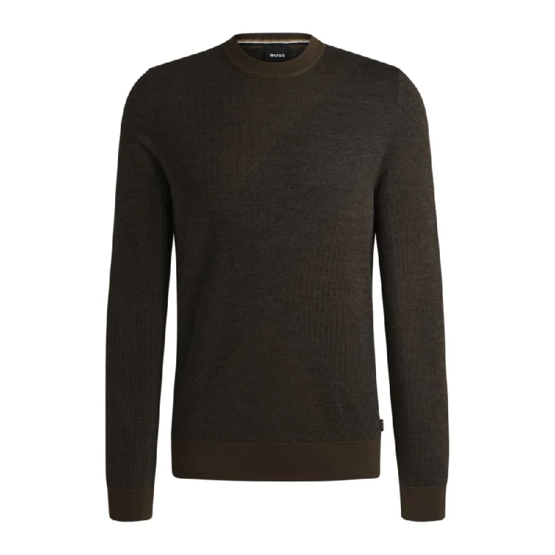 Men's Sweaters with Long SleevesVirgin-wool sweater with two-tone jacquard pattern