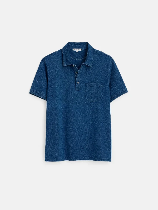 Men's Shirts with Belt LoopsStandard Polo In Indigo Slub Cotton