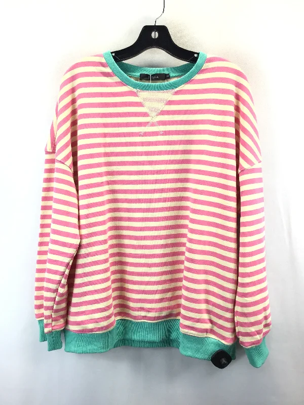 Men's Hoodies with Hidden ZippersSweatshirt Collar By Clothes Mentor In Striped Pattern, Size: M
