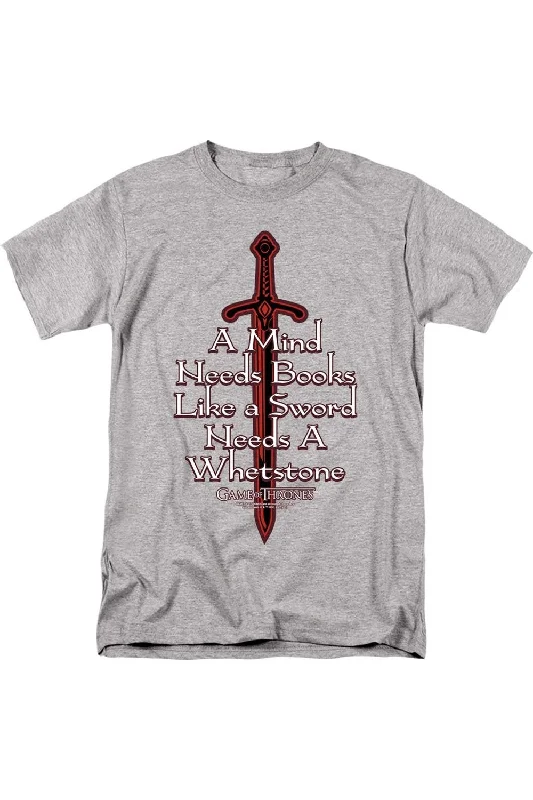 Men's Performance Shirts for SportsGame Of Thrones The Mind Needs Books Short Sleeve Adult Tee / T-Shirt