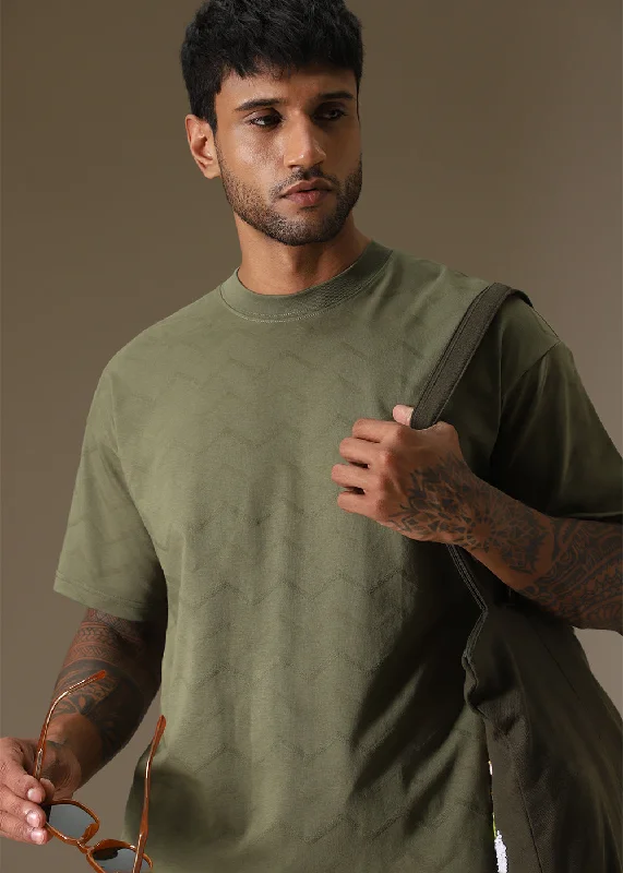 Men's Shirts for CampingOlive Drop Shoulder Oversized T-shirt