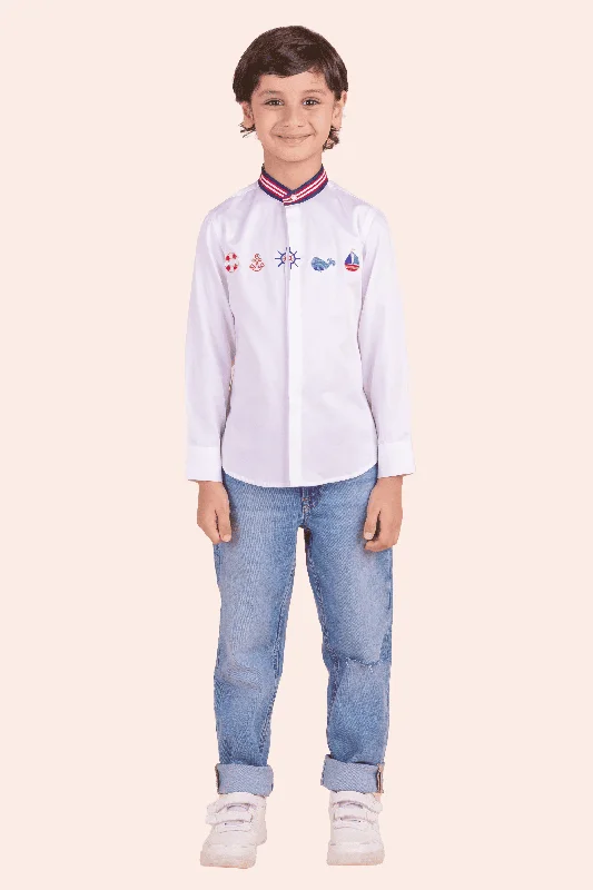 Men's Vintage T-Shirts for a Retro VibePre-Order: Sea Theme Embroidered Shirt