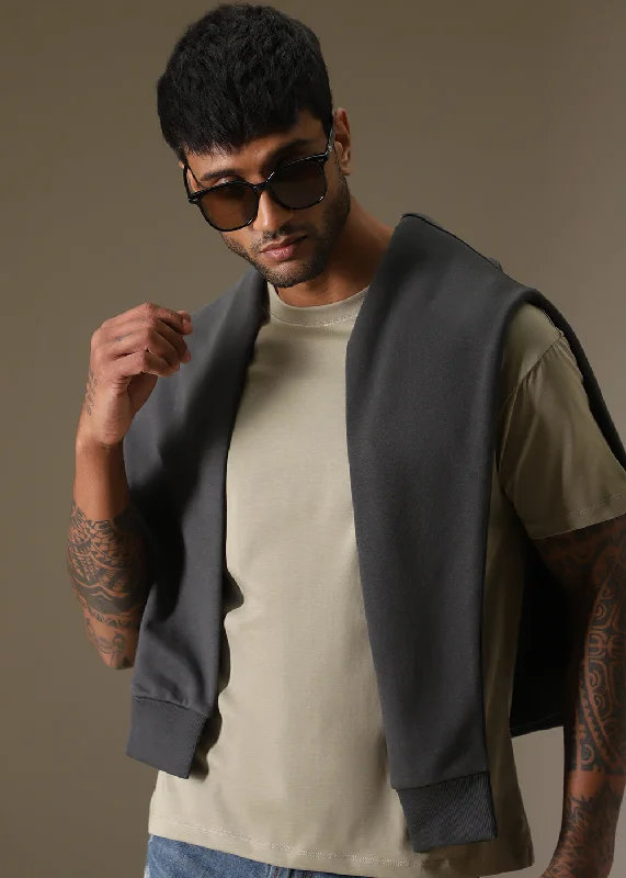 Men's Shirts with Roll-Up SleevesTan Regular Fit T-shirt