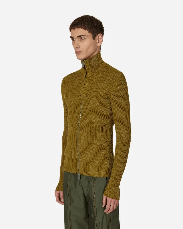 Small Rib Zip-Up Sweater Green