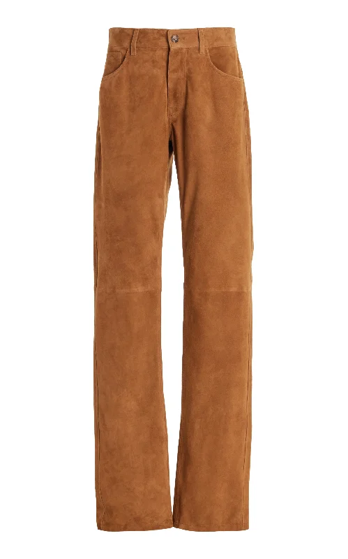 Anthony Five Pocket Pant in Camel Suede