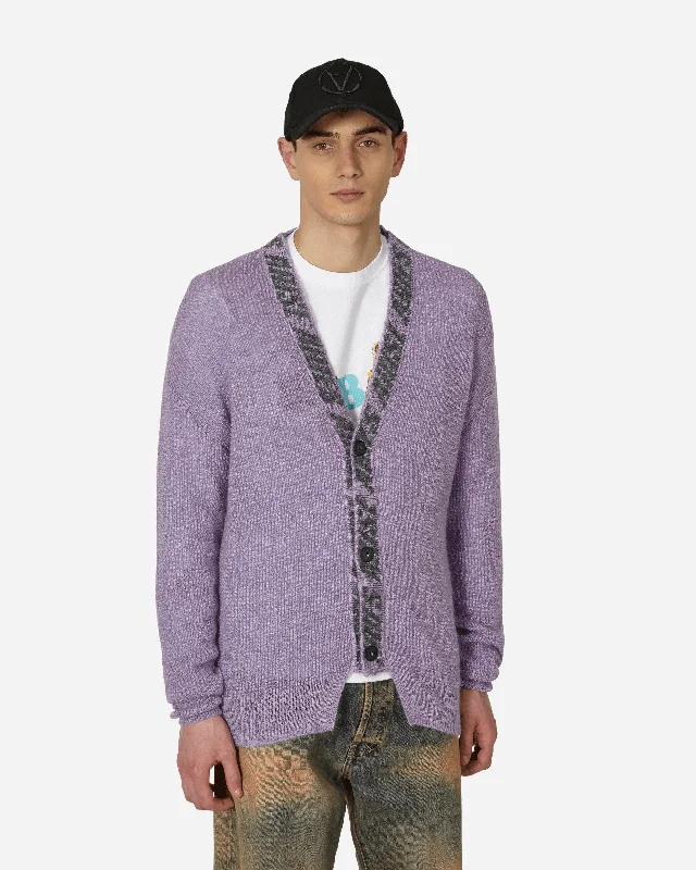 Waffle Knit Cardigan Purple