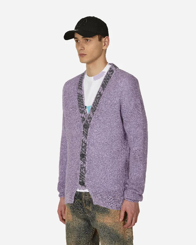 Waffle Knit Cardigan Purple