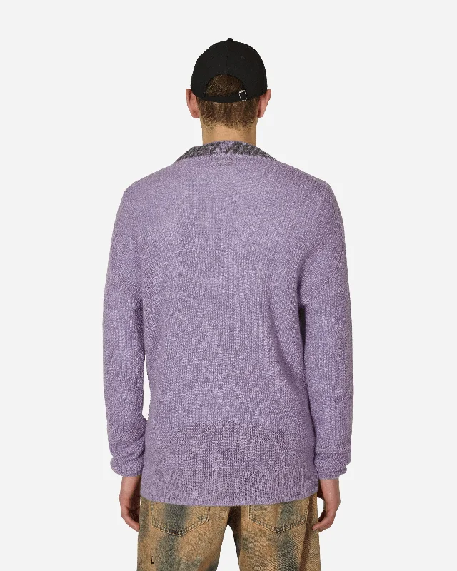 Waffle Knit Cardigan Purple