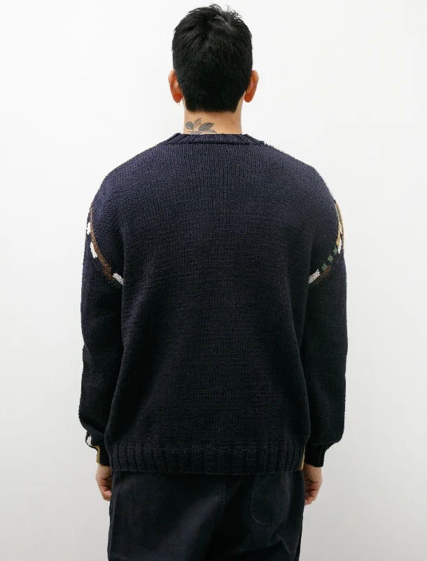 Sweater Tube Cotton Wool Pattern Navy