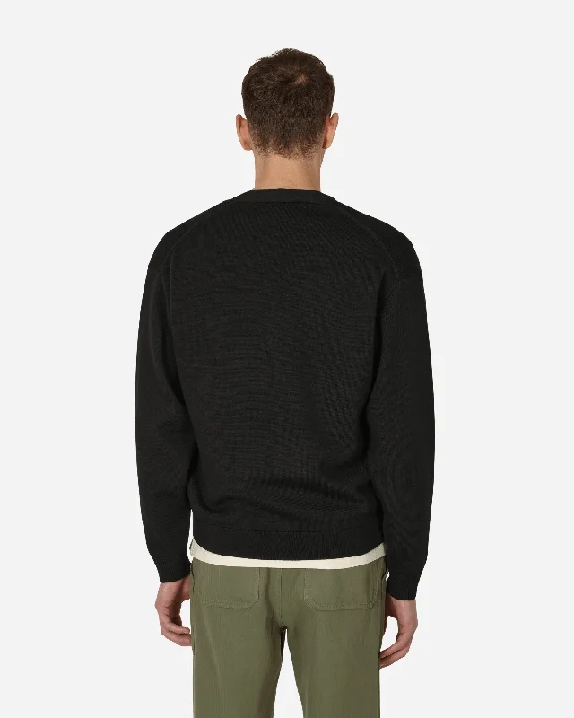 'Boke Flower' Crest Merino Wool Cardigan Black