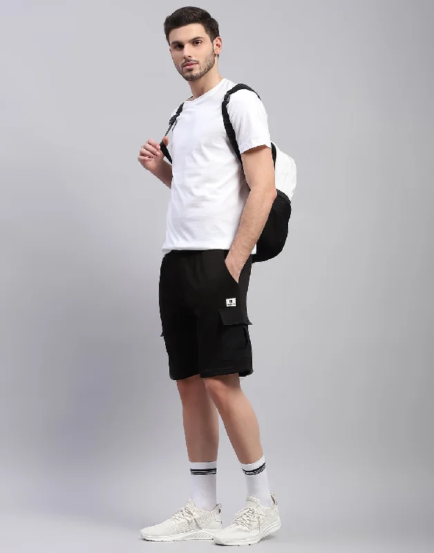 Men Black Solid Regular Fit Short