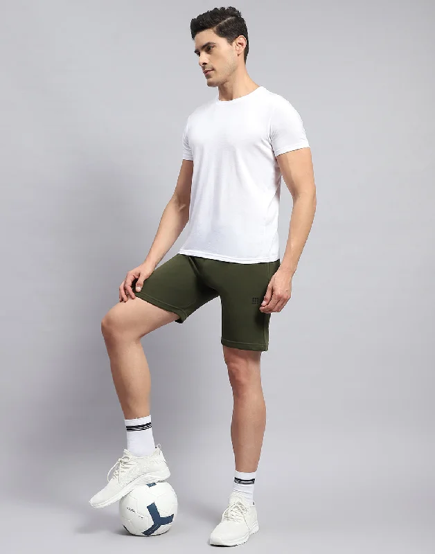 Men Olive Solid Smart Fit Short