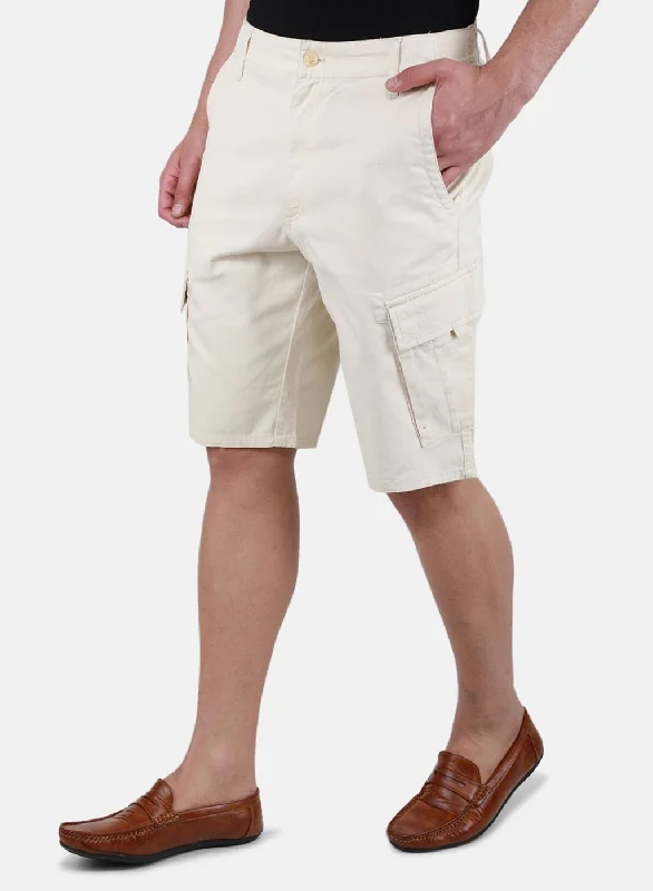 Men Beige Solid Short