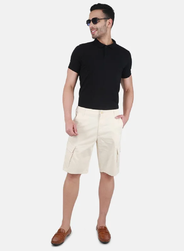 Men Beige Solid Short