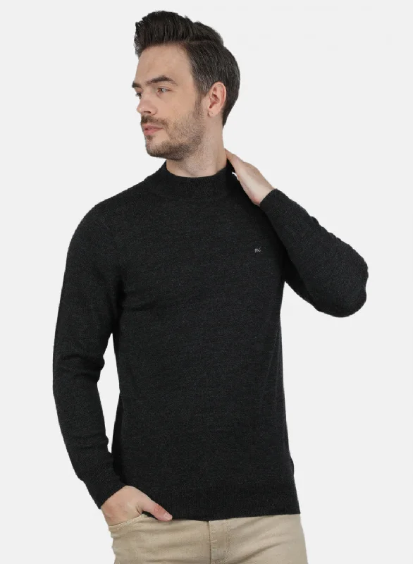 Men Grey Solid Pullover