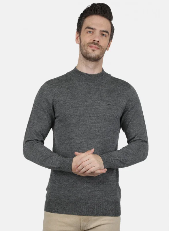 Men Grey Solid Pullover