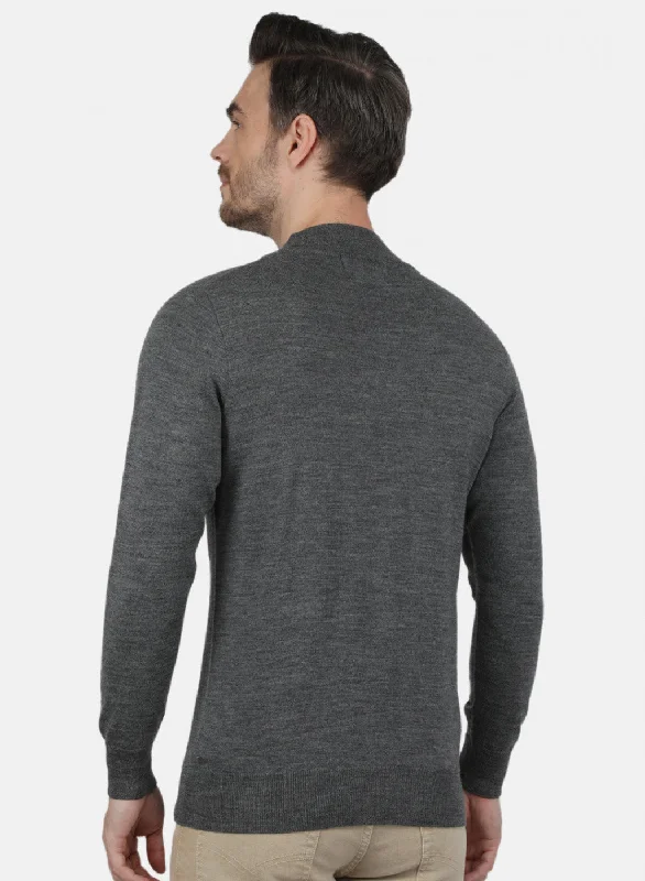 Men Grey Solid Pullover