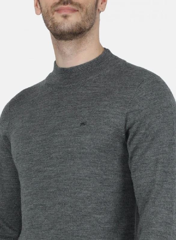 Men Grey Solid Pullover