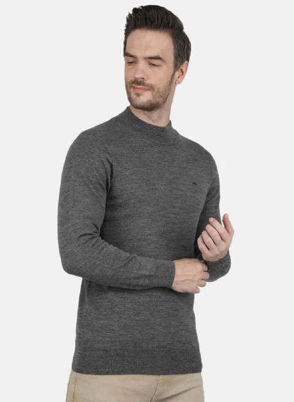 Men Grey Solid Pullover