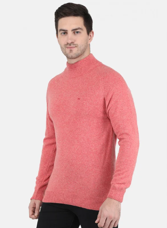 Men Light Red Solid Pullover