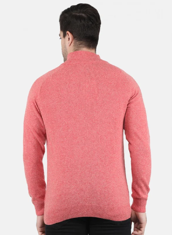 Men Light Red Solid Pullover