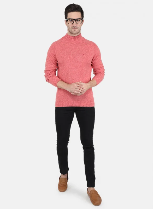 Men Light Red Solid Pullover