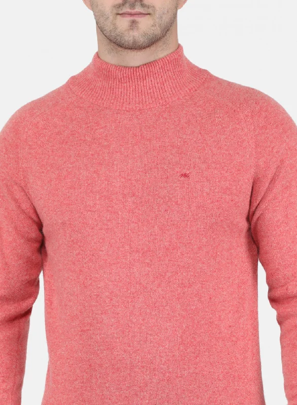 Men Light Red Solid Pullover