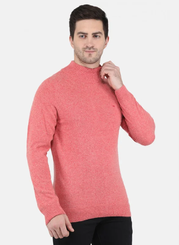 Men Light Red Solid Pullover