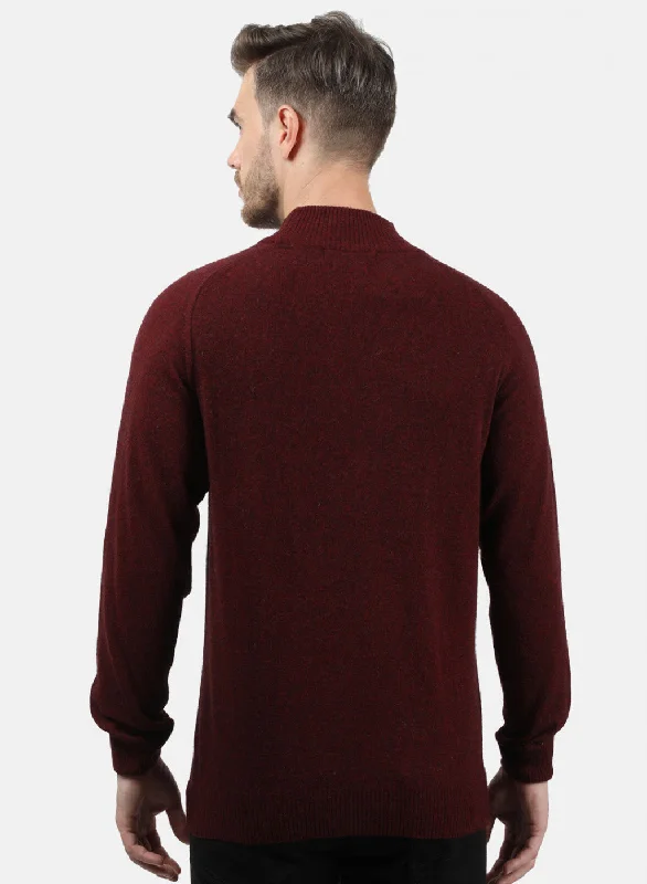 Men Maroon Solid Pullover