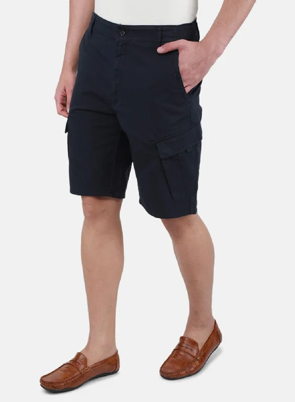 Men NAvy Blue Solid Short