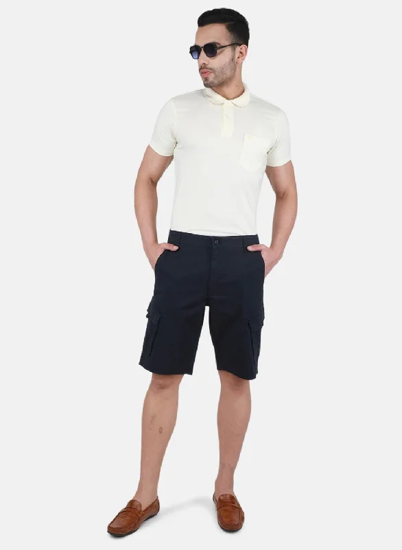 Men NAvy Blue Solid Short