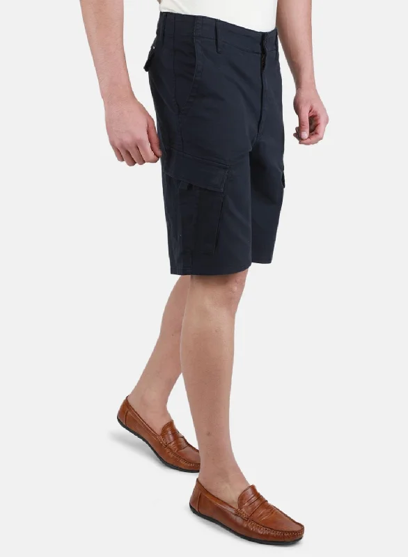 Men NAvy Blue Solid Short