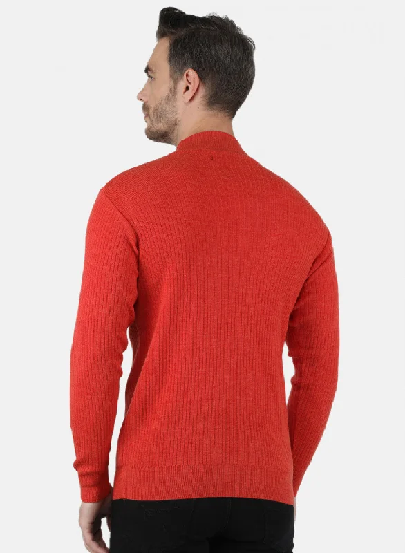 Men Orange Solid Pullover