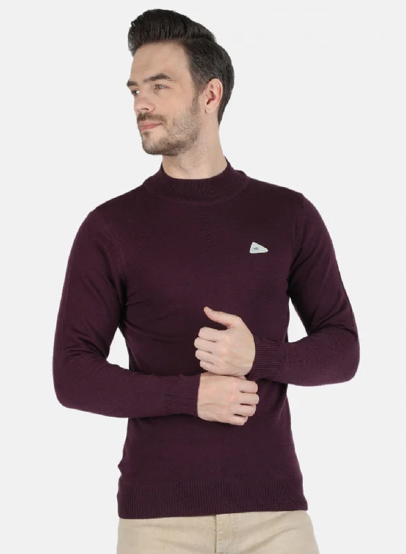 Men Purple Solid Pullover