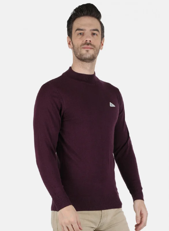 Men Purple Solid Pullover