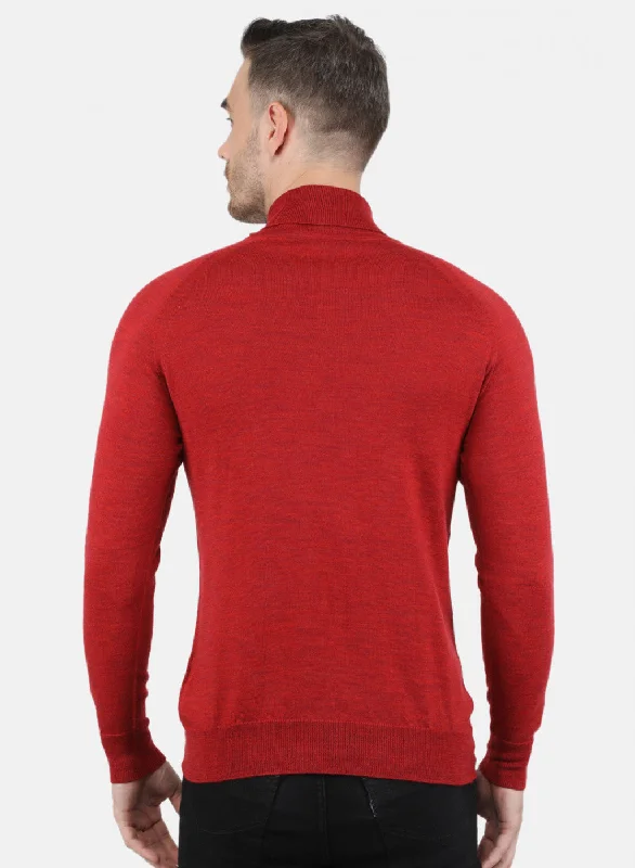 Men Red Solid Pullover