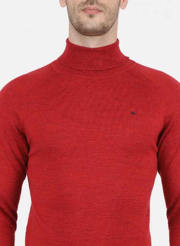 Men Red Solid Pullover